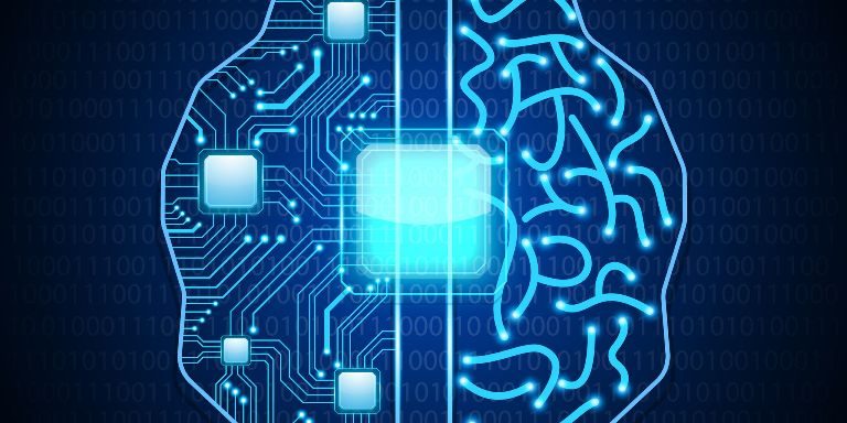 brain with circuit board texture.vector