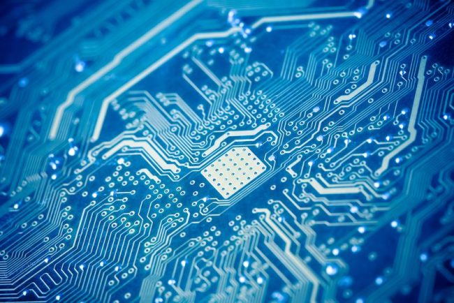 circuit board with blue tone