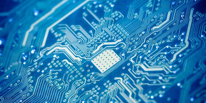 circuit board with blue tone