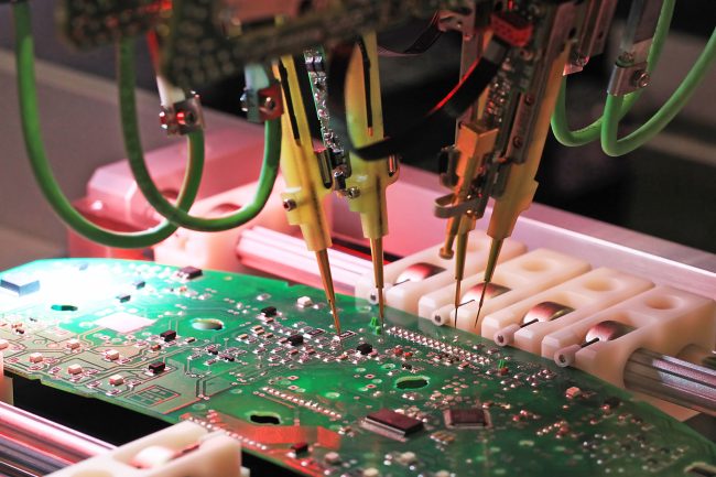 robot for control of printed circuit boards and electrical signals